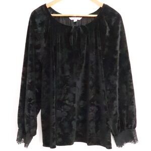 Pioneer Woman Velvet Floral Peasant Top Boho Whimsigoth Lace Plus Size XXXL